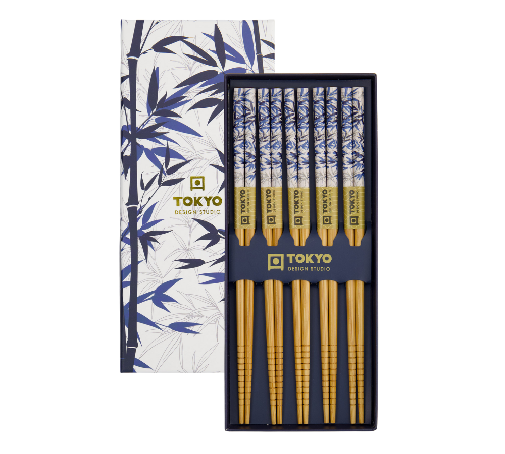 Spisepinde gavesæt, Blue Bamboo - 5 par